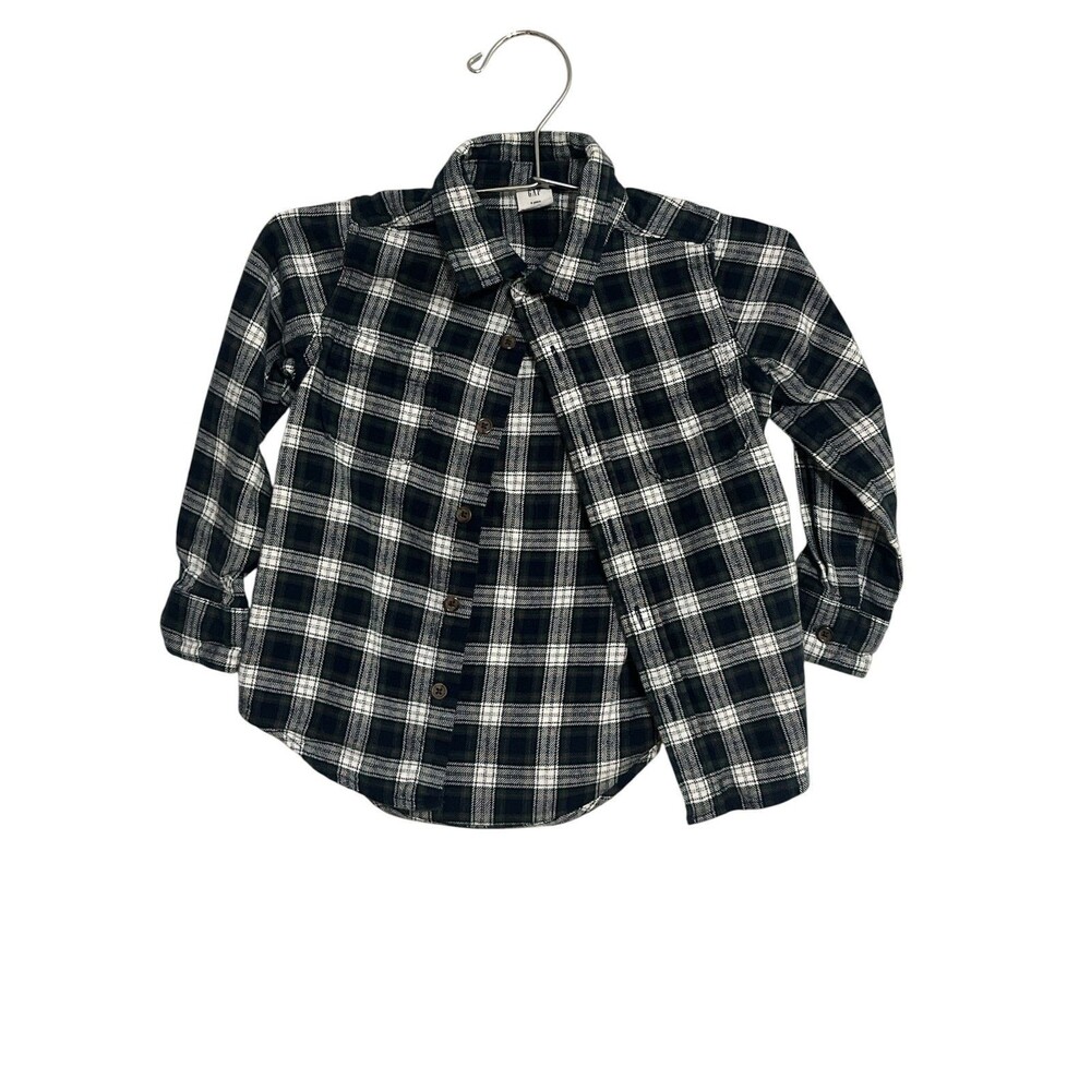 Gap Blue and Green Plaid Fleece Botton Up Long Sleeve Shirt Toddler Boy's 4 Fall